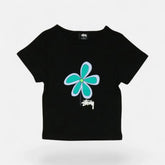Stüssy Womens Black Flower Print Baby T-shirt