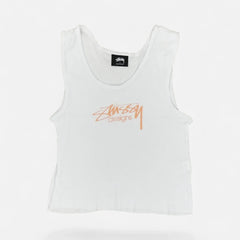 Stüssy Womens White Spellout vest (Uk8)
