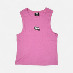 Stüssy Womens Pink Embroidered Spellout Vest (Uk10)