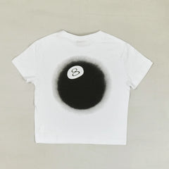 Stussy Womens White 8 Ball Graphic Baby T-shirt (Uk8)