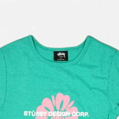 Stüssy Womens Green Pink Flower Graphic Baby T-shirt