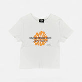 Stüssy Womens white Orange Flower Graphic Baby T-shirt