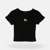 Stüssy Womens Black Embroidered Spellout Baby T-shirt