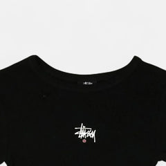 Stüssy Womens Black Embroidered Spellout Baby T-shirt