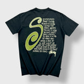 Stüssy Khaki Green “S” script T-shirt Black
