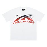 Hellstar Abstract Racing Curved Logo Graphic T-Shirt (White / Red)
