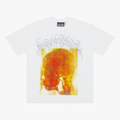 Hellstar Thermal Skull Graphic T-Shirt (White / Orange)