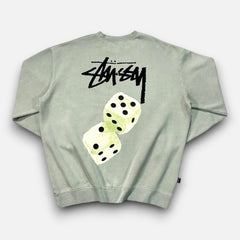 Stüssy Green Sweatshirt with Green Dice Graphic