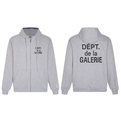 Gallery Dept. "Dépt. de la Galerie" Zip Hoodie – Grey French Print, Oversized Fit