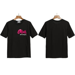Palm Angels Small Bear Chest Logo T-Shirt - Black/Pink