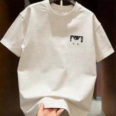 Brand Foreign Trade~Scissor Label Outlets Counter American Trendy Brand Round Neck Printed Versatile Heavy Cotton T-shirt Short Sleeve