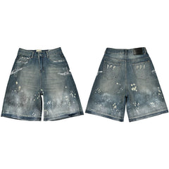 Gallery Dept. Spray Stripe & Paint Splatter Denim Shorts