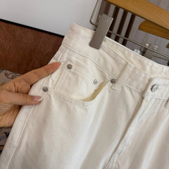 Flat replacement! Vintage washed and polished white! Spring men's foreign trade casual tapered loose straight leg fashionable jeans