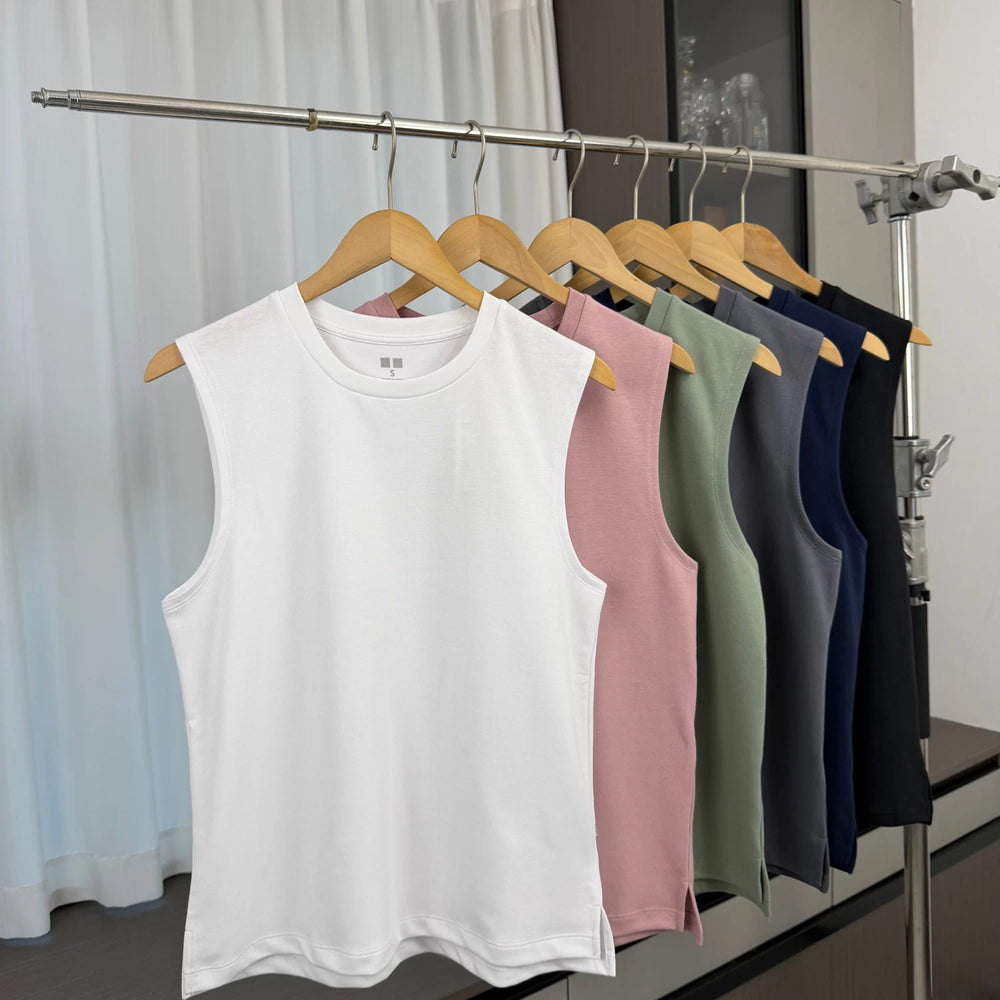 Wearing clothes is not stuffy! Skin friendly and breathable! Foreign trade men's summer simple and versatile sleeveless casual short sleeved vest trend