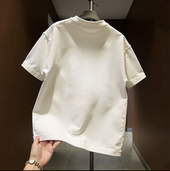 American style handsome men's and women's short sleeved T-shirt trend simple M letter print popular versatile round neck loose cotton half sleeve