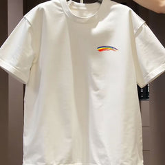 Top brand foreign trade counters are picking up leftovers~High quality light luxury pure cotton short sleeved T-shirt rainbow letter round neck print trend
