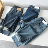 What a pleasant surprise! Heavy duty washing! Spring men's foreign trade cotton elastic retro polished white straight leg denim pants