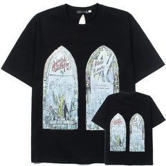 Who Decides War Stained Glass Arch Graphic Black T-Shirt