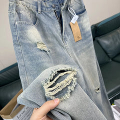 Wall crack recommendation! Three dimensional and stylish! Foreign trade men's spring and summer thin breathable and comfortable straight leg denim casual pants trend