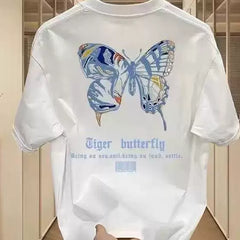 Foreign trade label cutting~Counter clearance, tail goods, leak detection, trendy brand, pure cotton short sleeved T-shirt for men and women, design sense, niche and loose