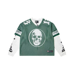 "Godspeed" Layered Mesh Skull Long Sleeve Jersey (Green/White)