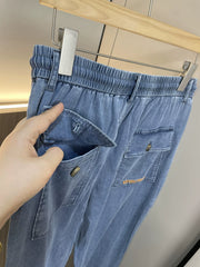 Feels really good! Great! Tencel fabric! Spring and summer men's foreign trade solid color breathable fashionable casual jeans