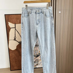 High end line! Retro color fading sensation! Spring and summer men's foreign trade simple casual straight leg versatile elastic jeans trend