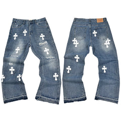 Gallery Dept. Paint Splatter & Patchwork Distressed Charcoal Denim Jeans