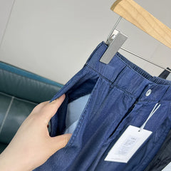Heavy 100 day silk! Anti wrinkle sagging! Summer men's lightweight, breathable, loose straight leg jeans trend for foreign trade