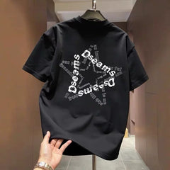 Top Brand Foreign Trade Counter Tail Picking Up~Pure Cotton Short sleeved T-shirt with Simple Letters, Loose and Versatile Trendy Round Neck Top