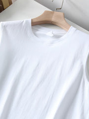 Daily order! Cotton breathable! Summer men's foreign trade washed Xinjiang long staple cotton solid color casual shoulder sweat vest