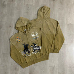 Vale Forever "Lives & Forever Vale Sport" Vintage Zip-Up Hoodie (Khaki)