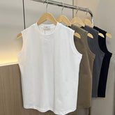 Heavy weight 280g! Summer men's foreign trade pure cotton knitted vest American heavy weight solid color basketball sports vest trend