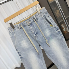 H remaining orders! Wash with water to make it old! Soft and comfortable! Spring and summer men's foreign trade fashion casual nine quarter jeans