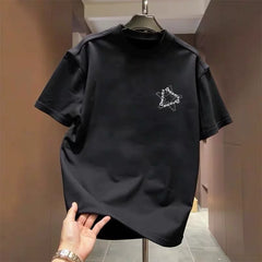 Top Brand Foreign Trade Counter Tail Picking Up~Pure Cotton Short sleeved T-shirt with Simple Letters, Loose and Versatile Trendy Round Neck Top