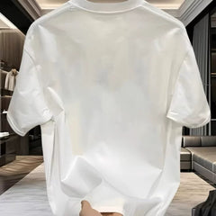 Overseas order backlog~Withdrawn foreign trade retro casual simple printed short sleeved t-shirt with cut label, summer men's and women's loose fit
