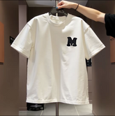 American style handsome men's and women's short sleeved T-shirt trend simple M letter print popular versatile round neck loose cotton half sleeve