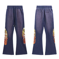 Who Decisions War on American High Street, Flame Printed Laundry, Ironed Diamond Bellbottom Pants, Couple Pants, Trendy (2)