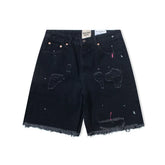 Gallery Dept. Distressed Paint Splatter Black Denim Shorts
