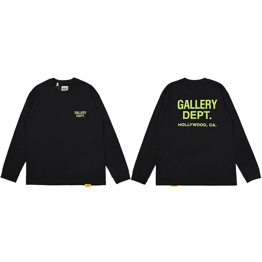 Gallery Dept. Hollywood Logo Long Sleeve T-Shirt - Black/Neon Yellow