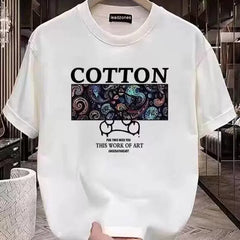 Foreign trade clearance~Cutting labels, tail goods, counter, picking up leaks, heavy-duty trendy brands, heavy-duty pure cotton short sleeved T-shirts, men's and women's loose large sizes