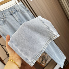 High end line! Retro color fading sensation! Spring and summer men's foreign trade simple casual straight leg versatile elastic jeans trend