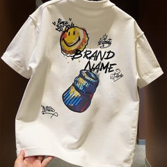 Top brand foreign trade counter tail goods leakage~Summer leisure creative design loose men's and women's pure cotton short sleeved T-shirt