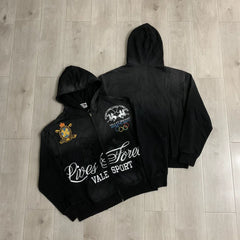 Vale Forever "Lives & Forever Vale Sport" Vintage Zip-Up Hoodie (Black)