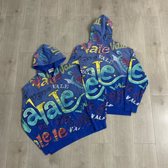 Vale Forever "Vale Graffiti" Vintage Zip-Up Hoodie (Blue)