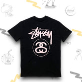 Stussy Black Double "S" light pink Print Graphic