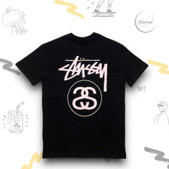 Stussy Black Double "S" light pink Print Graphic