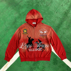 Vale Forever "Lives & Forever" Vintage Sport Full-Zip Hoodie (Red)