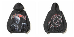 Vintage "Godspeed" Skeleton Graphic Oversized Hoodie