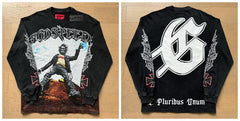 Godspeed "E Pluribus Unum" Rocker Graphic Vintage-Wash Long Sleeve Tee